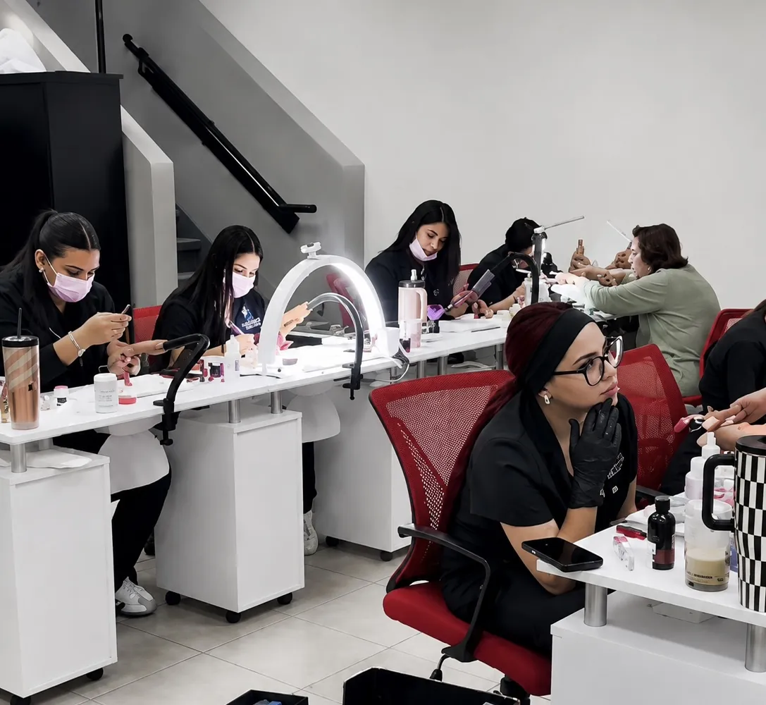 Luxury beauty academy classroom and salon environment